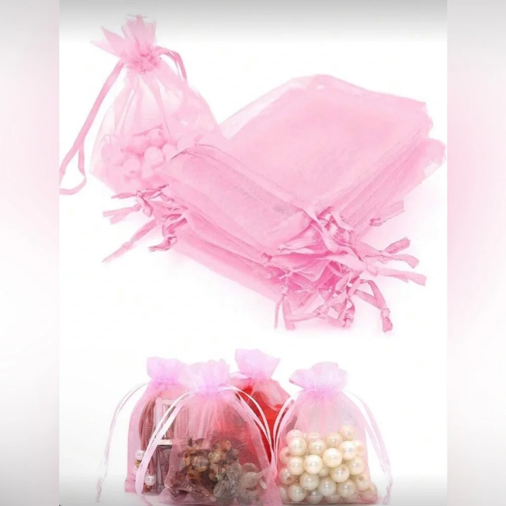 (10) Organza Gift Bags - Pink or White NEW